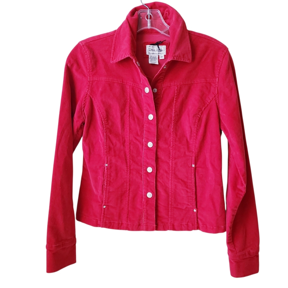 Vintage Live A Little Red Thin Corduroy Button Jacket